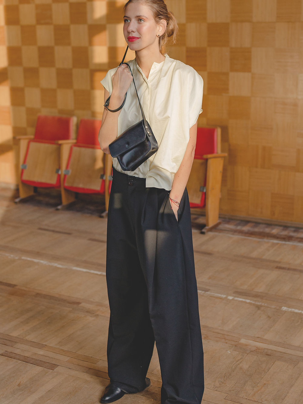 Ruby Black Leather Crossbody Purse