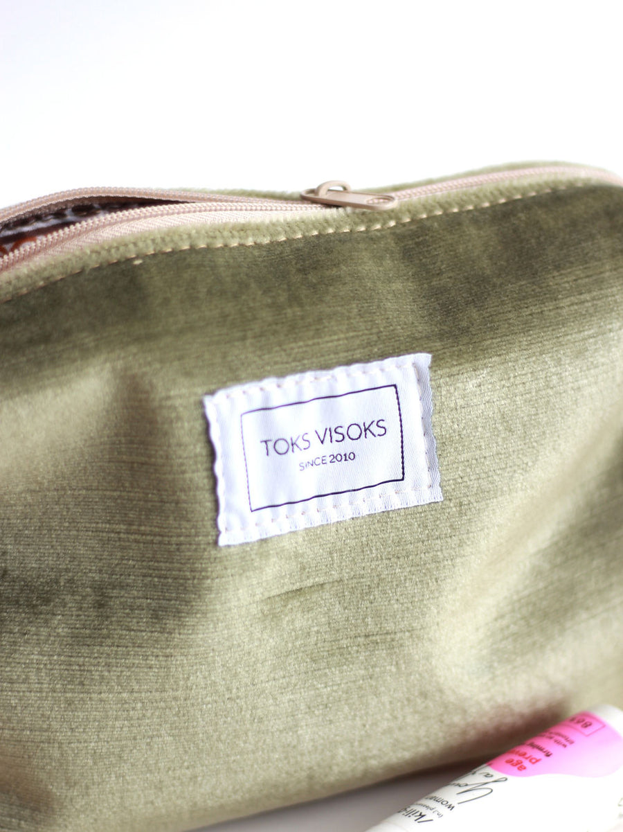 LORNA Makeup Bag - Olive Velvet