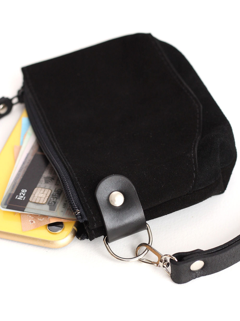 Black Suede Unisex Pouch Wallet