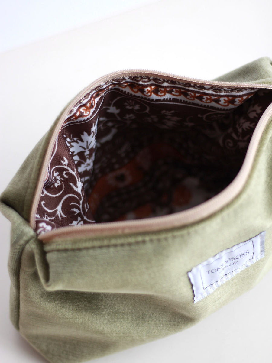 LORNA Makeup Bag - Olive Velvet