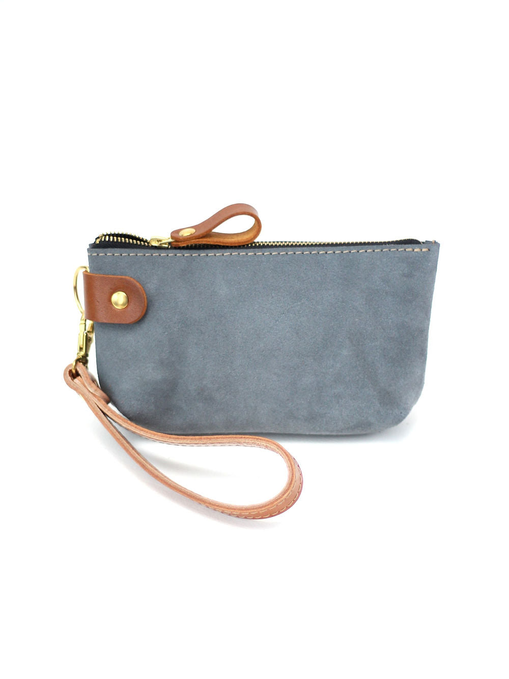 Grey Suede Unisex Pouch Wallet
