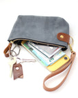 Grey Suede Unisex Pouch Wallet