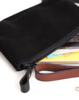 Black Suede Unisex Pouch Wallet