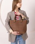 Cappuccino Leather Shoulder Handbag