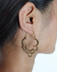 Antique Gold Crescent Layered  Hoops - Boho Earrings