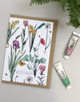 Hand-Drawn Pressed Flowers Greeting Card