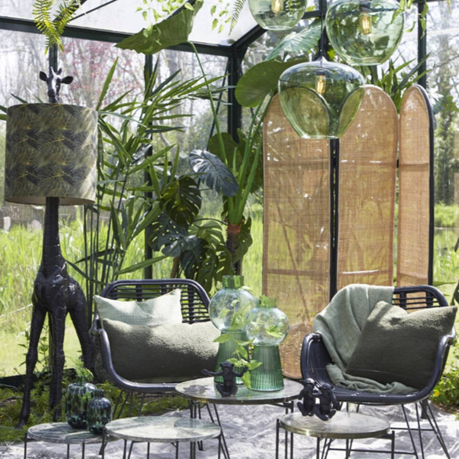 Luxury natural black rattan room divider, elegant webbed screen for stylish living spaces by Ella James at brixbailey.com