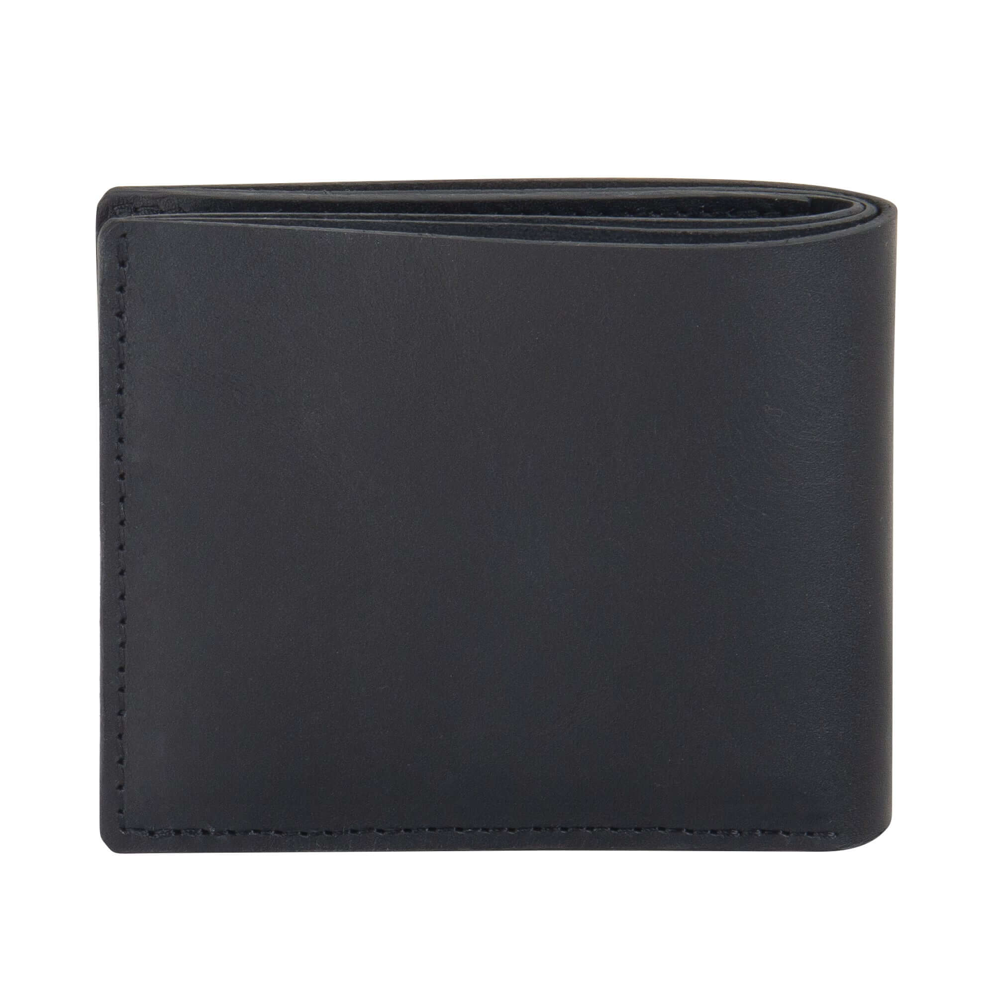 Black Leather Billfold Wallet with Coin Pouch