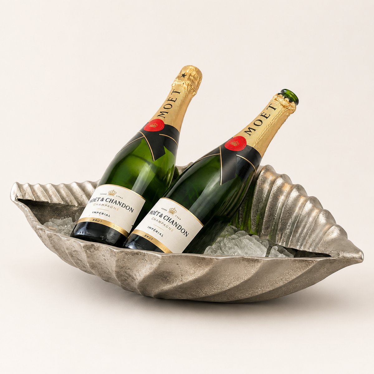Clam Shell Champagne Ice Bucket &amp; Silver Wine Cooler Bowl
