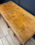 Antique Pine Pedestal Desk Dressing Table with Cupboards & Drawers