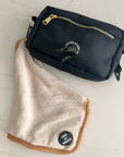 Mini Dog Towel + Clip, Beige & Orange