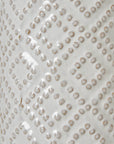 White Textured Table Lamp with Linen Shade