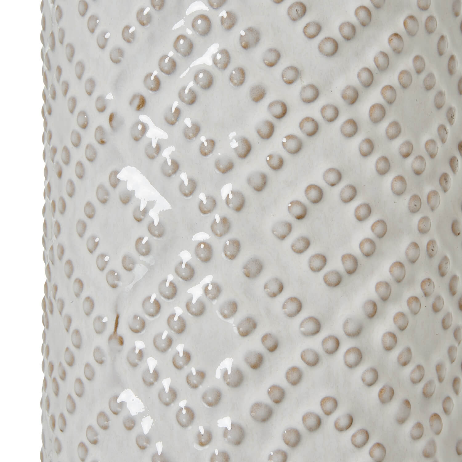 White Textured Table Lamp with Linen Shade