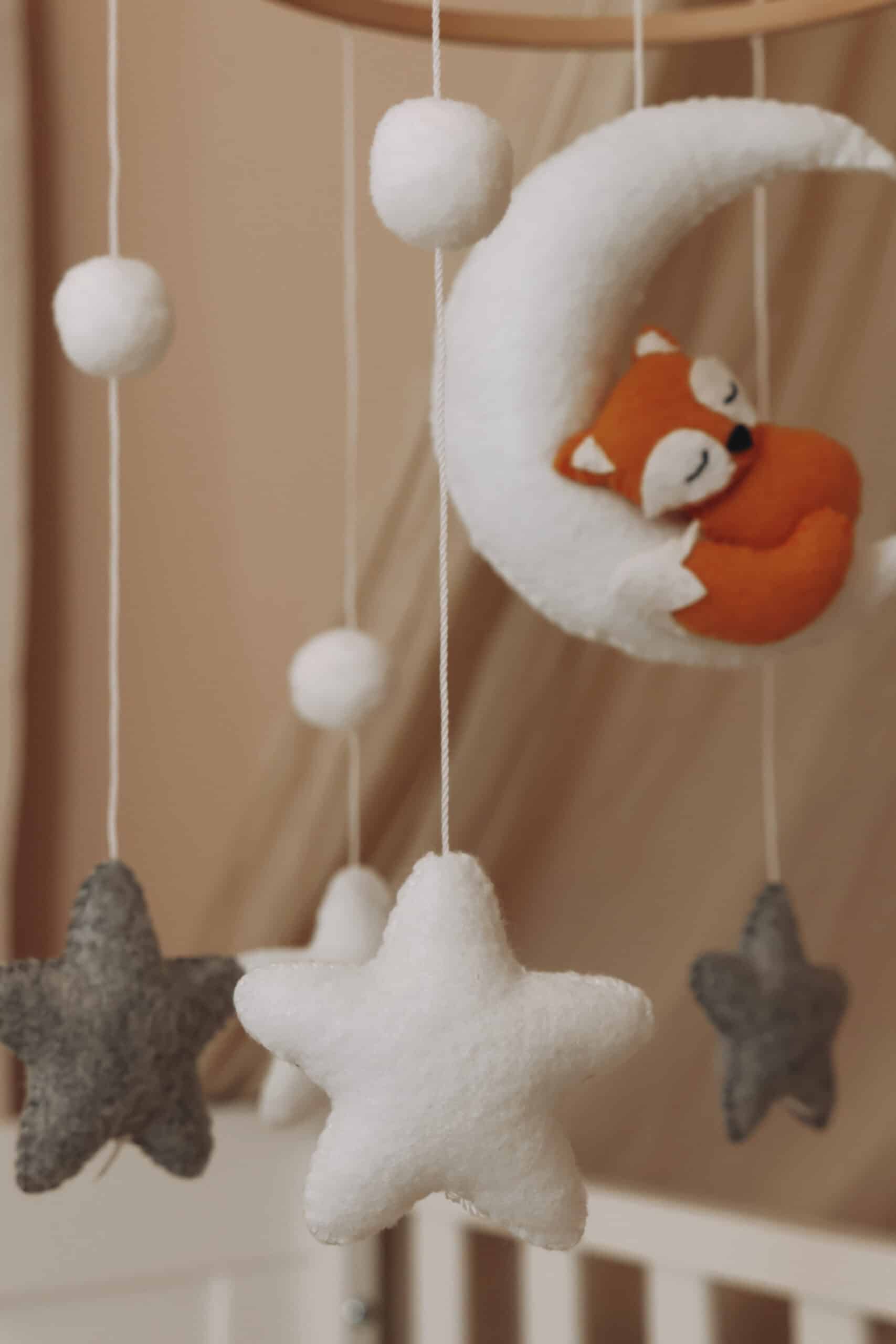 Handmade Sleepy fox baby mobile-8