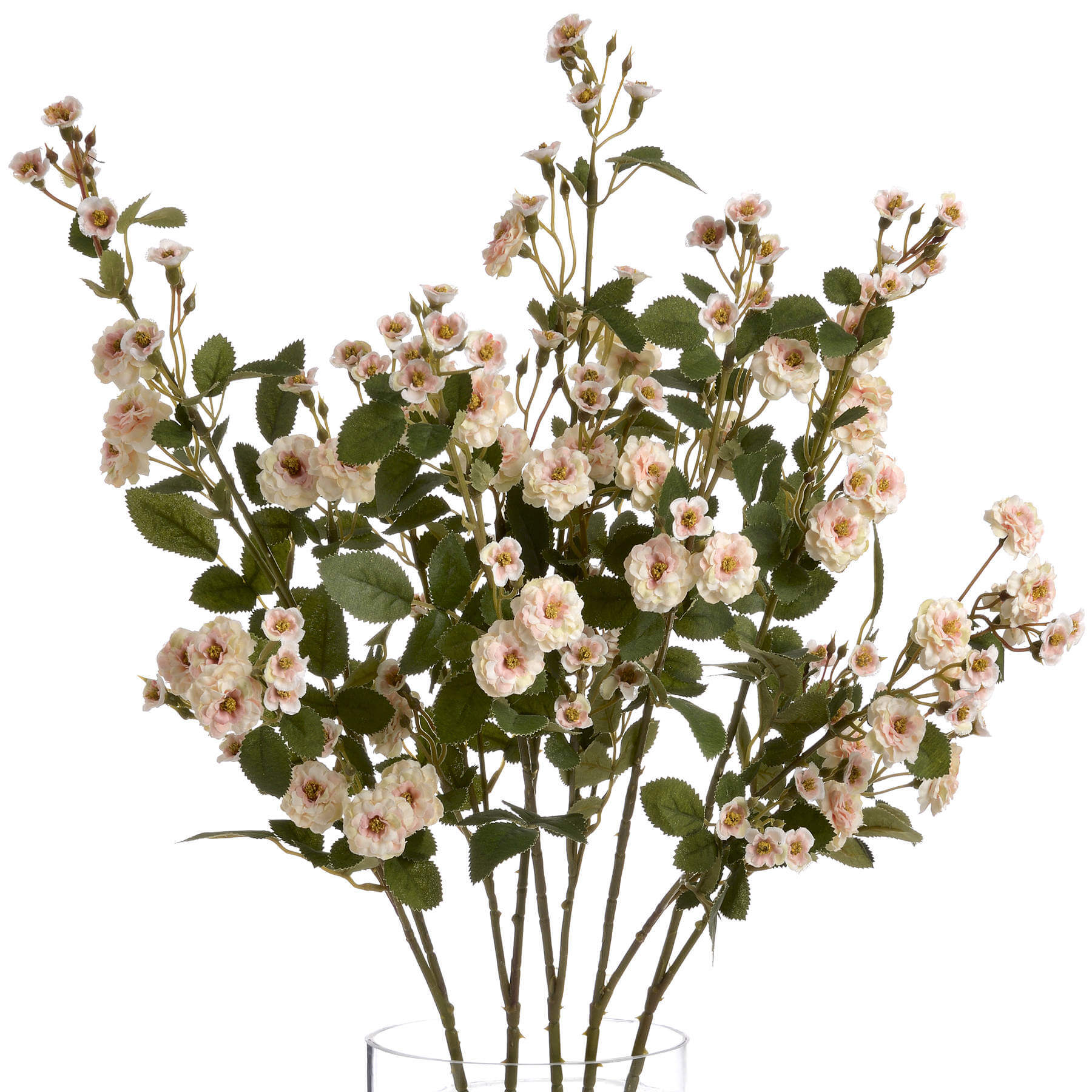 Cream Wild Rose Stem Faux Bloom