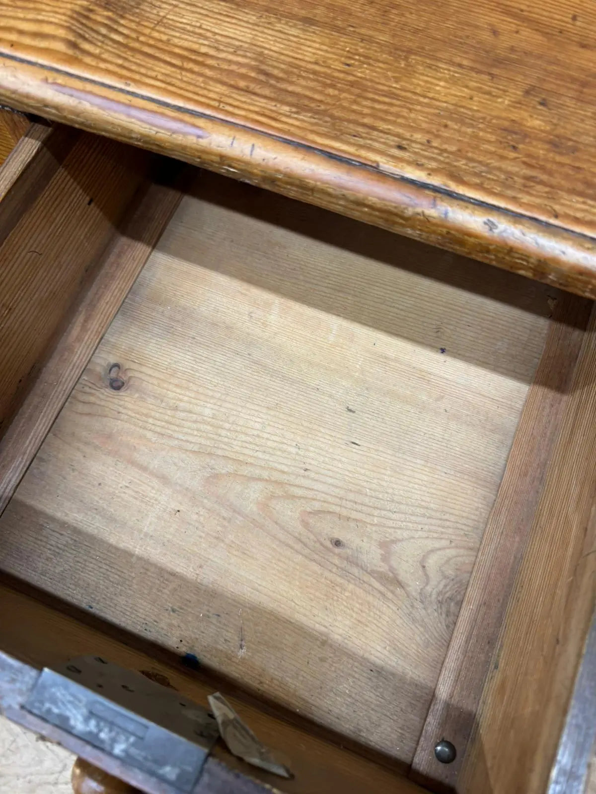 Antique Pine Pedestal Desk Dressing Table with Cupboards &amp; Drawers