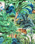 Big cat Jungle velvet drum lampshade / ceiling shade, with a white lining