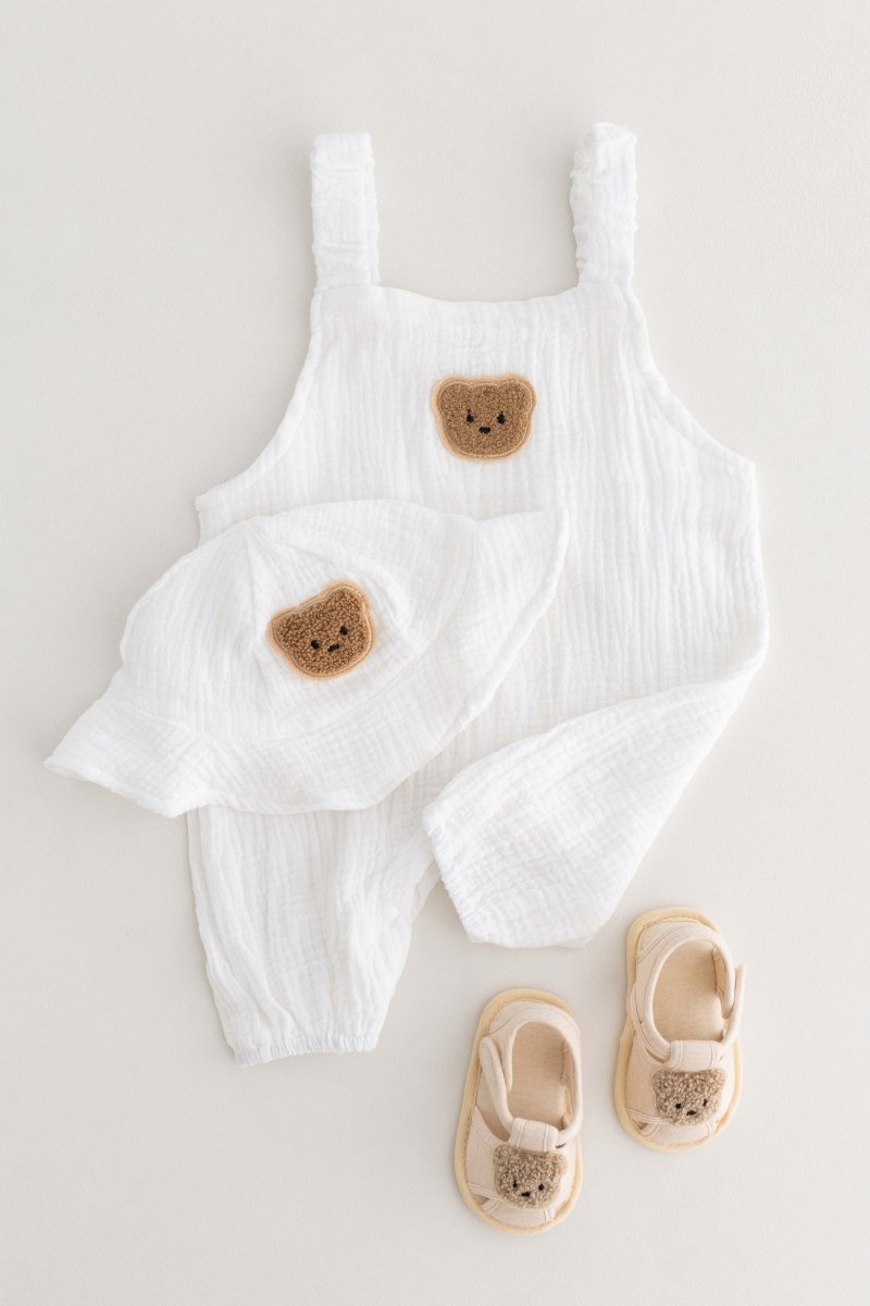 The Bear Set Hat &amp; Romper White