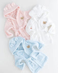 COZY Bear Hooded Dressing Gown Bear Ears - Blue