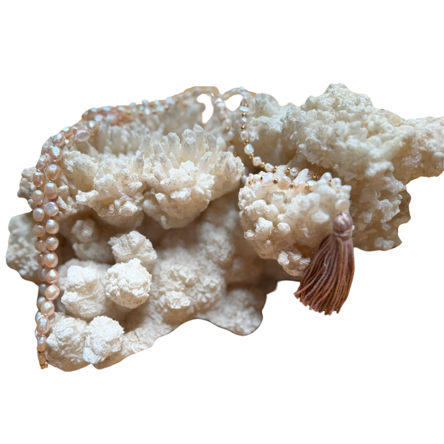 Atma Prema Mala | Peach & White Pearl Mala for Unconditional Self-Love-1