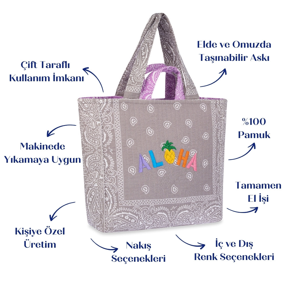 LEO Quilted Maxi Tote Çanta - ALOHA