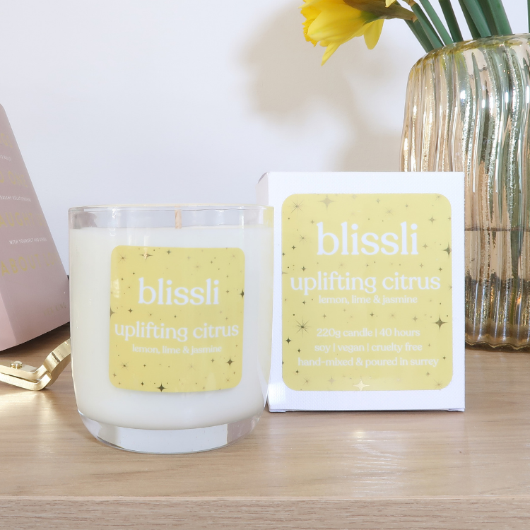 uplifting citrus – lemon, lime &amp; jasmine 220g soy candle