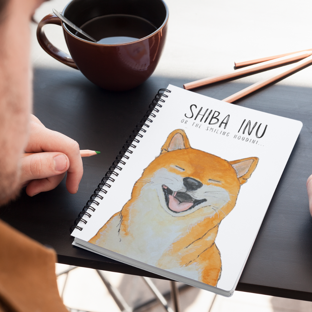 “Plotting My Escape” – Shiba Inu Fabric Notebook