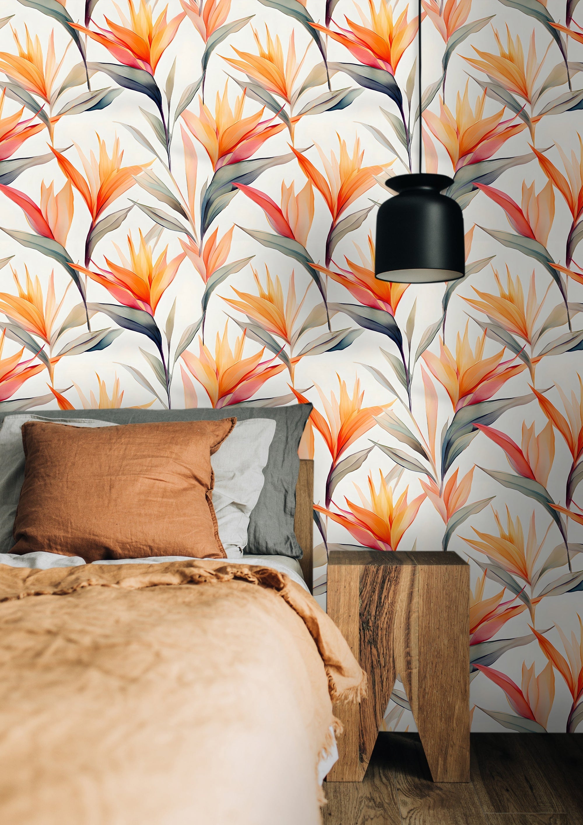 Tropical Strelitzia Floral Wallpaper