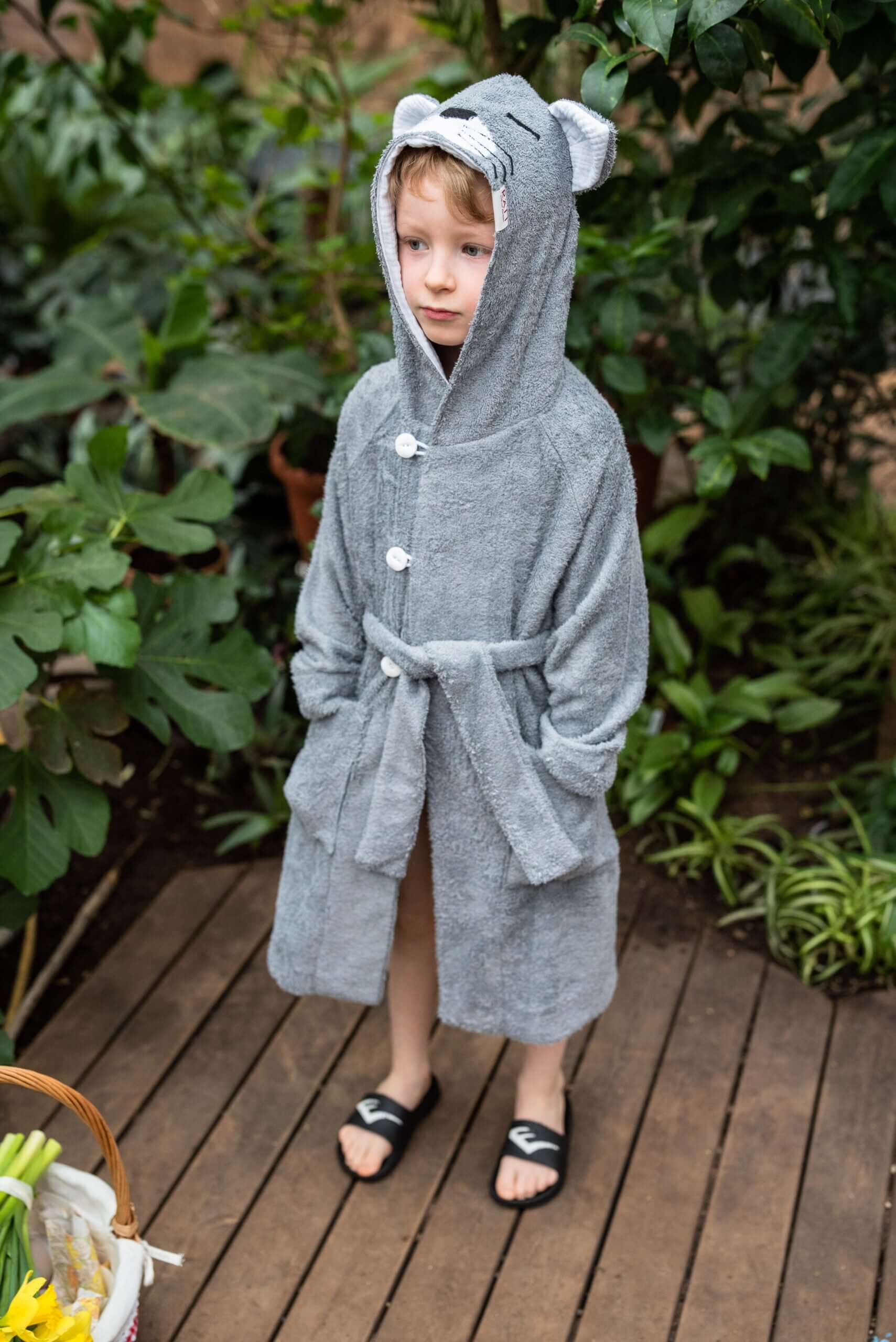 Bamboo Terry Kids Bathrobe with Hood and Pockets