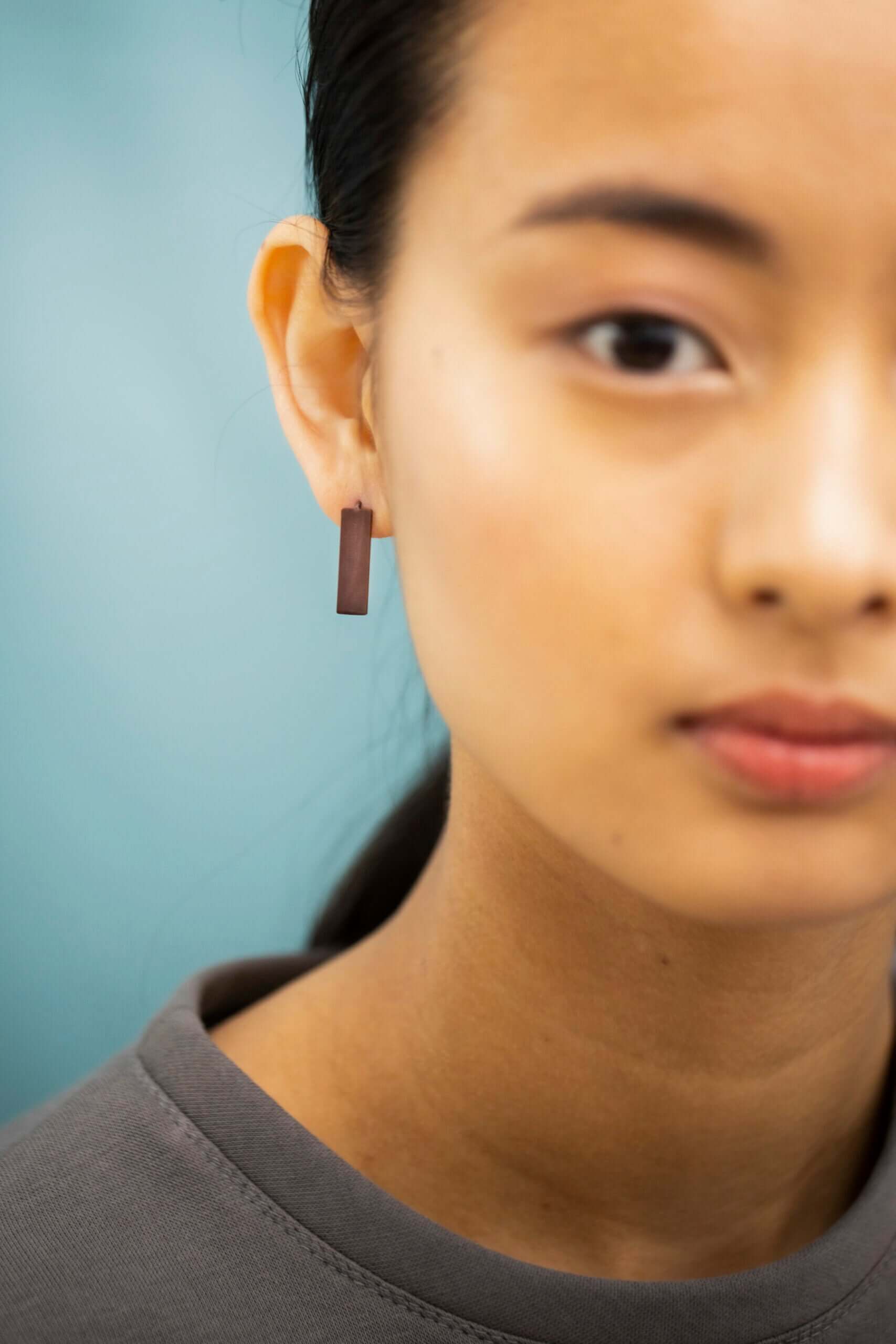 Corner Shaped Purple Statement Earrings