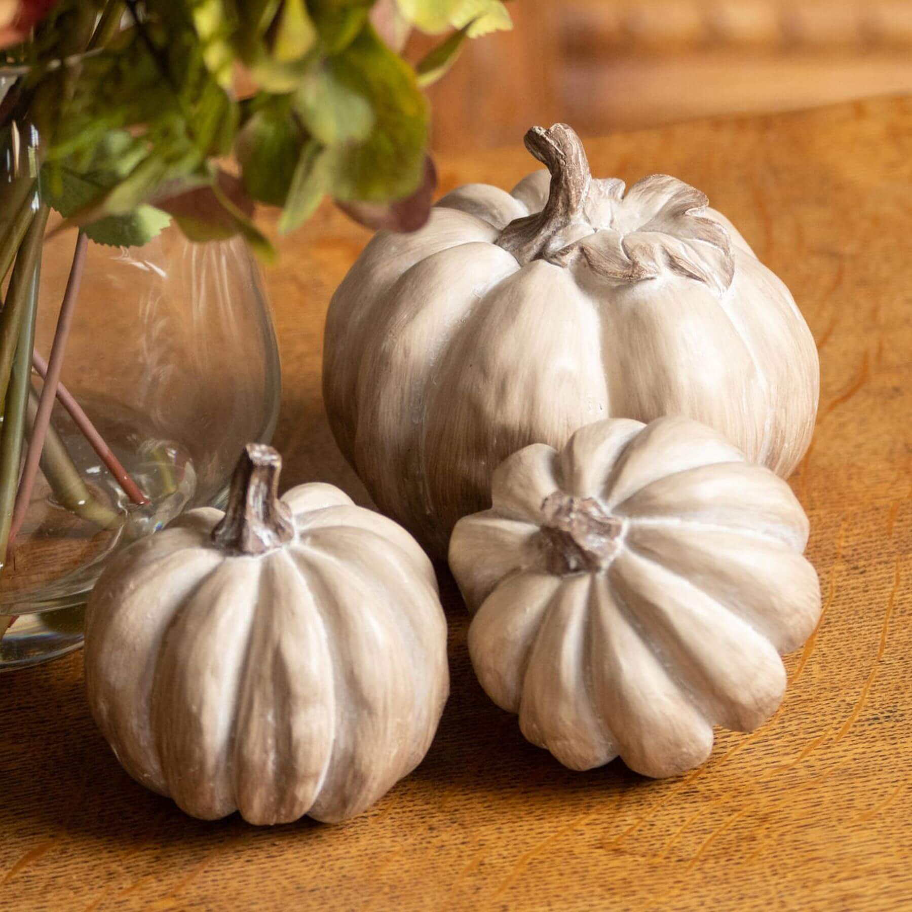 Handcrafted Wooden Pumpkin Trio for Autumn Decor