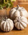 Handcrafted Wooden Pumpkin Trio for Autumn Decor