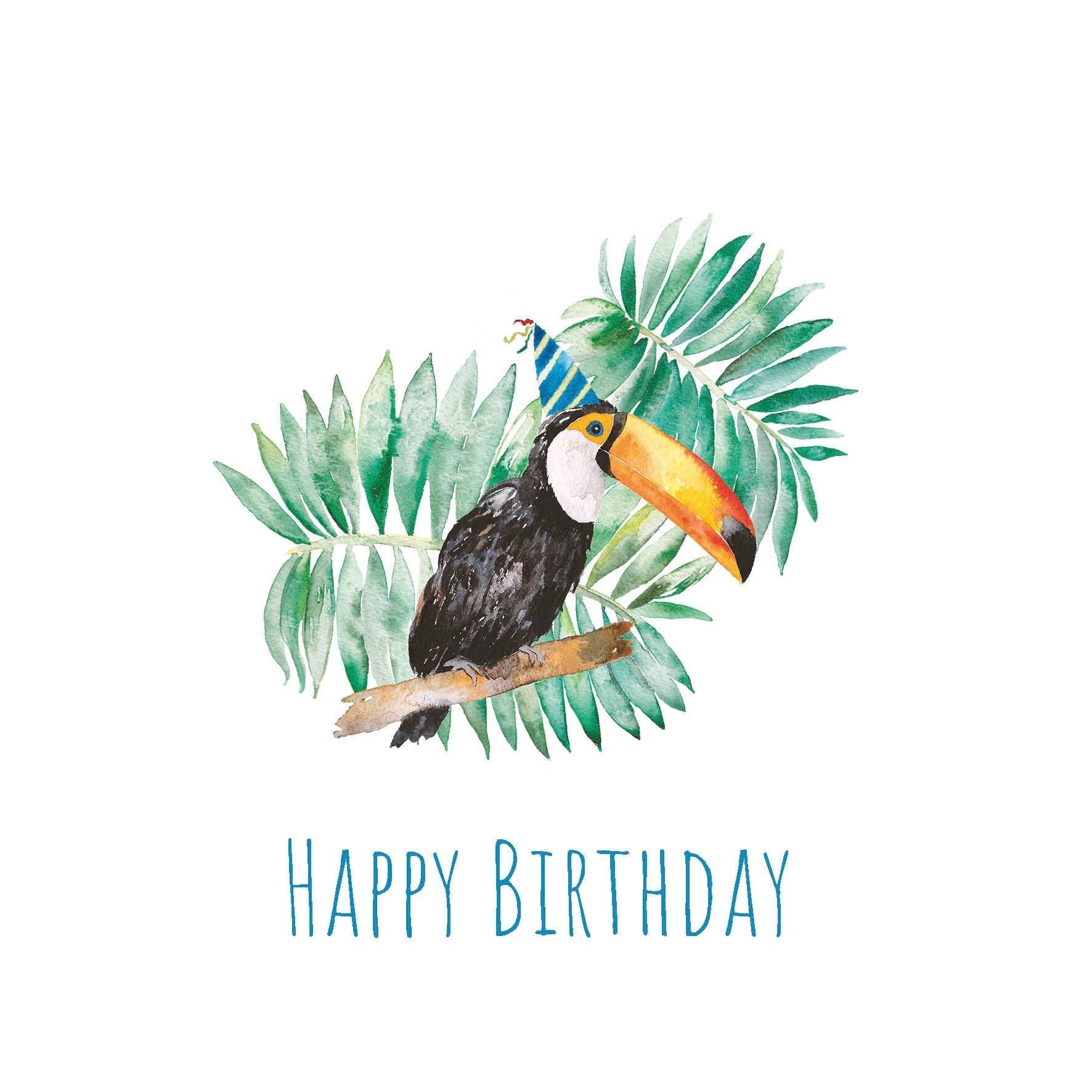 Party Toucan hand painted greetings card