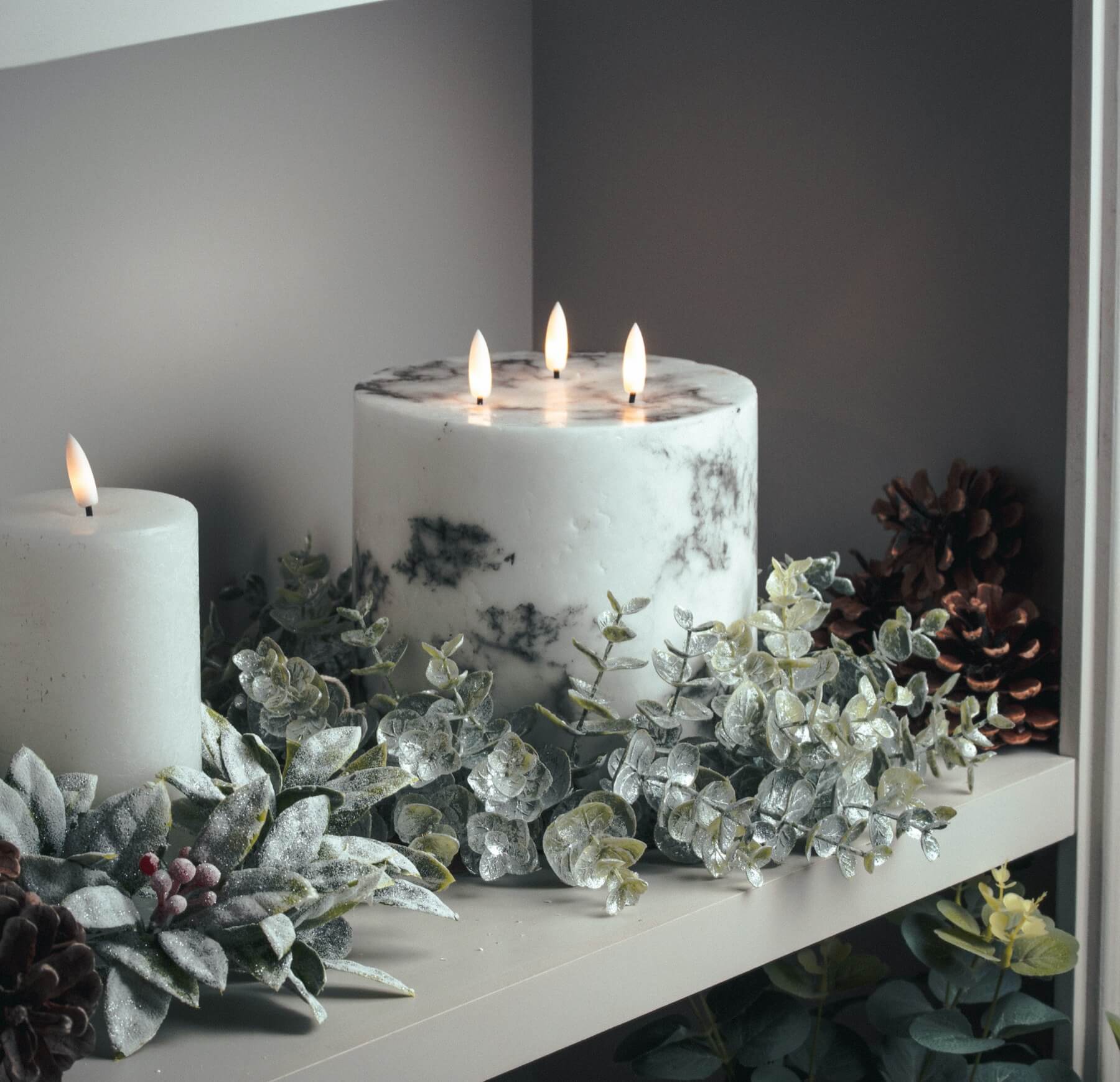 Frosted Eucalyptus Candle Wreath Large Statement Decoration