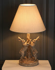 Dancing Hares Table Lamp with Linen Shade