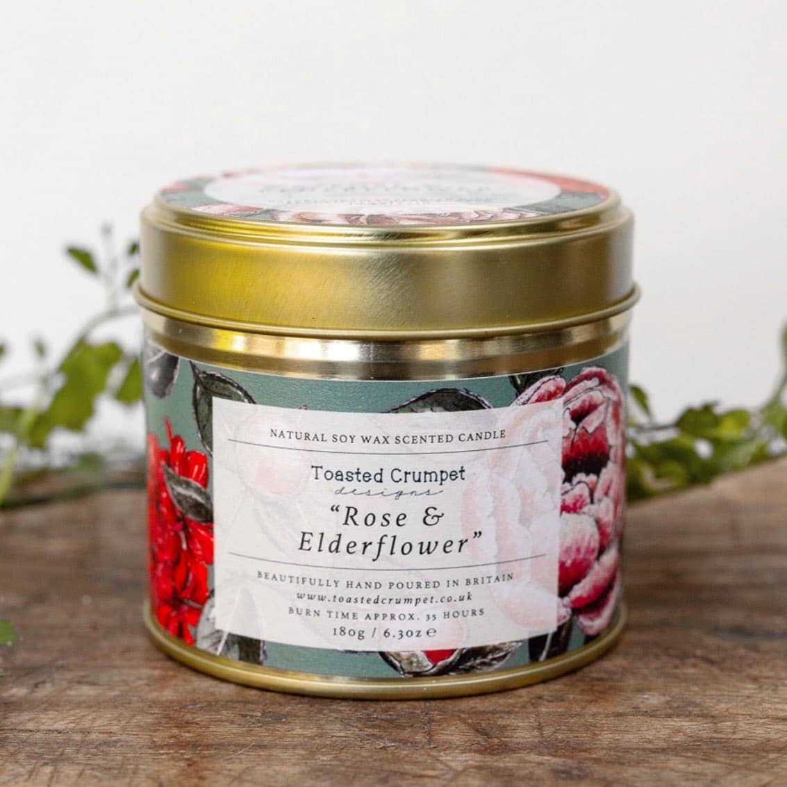 Rose &amp; Elderflower Candle Matt Gold Tin