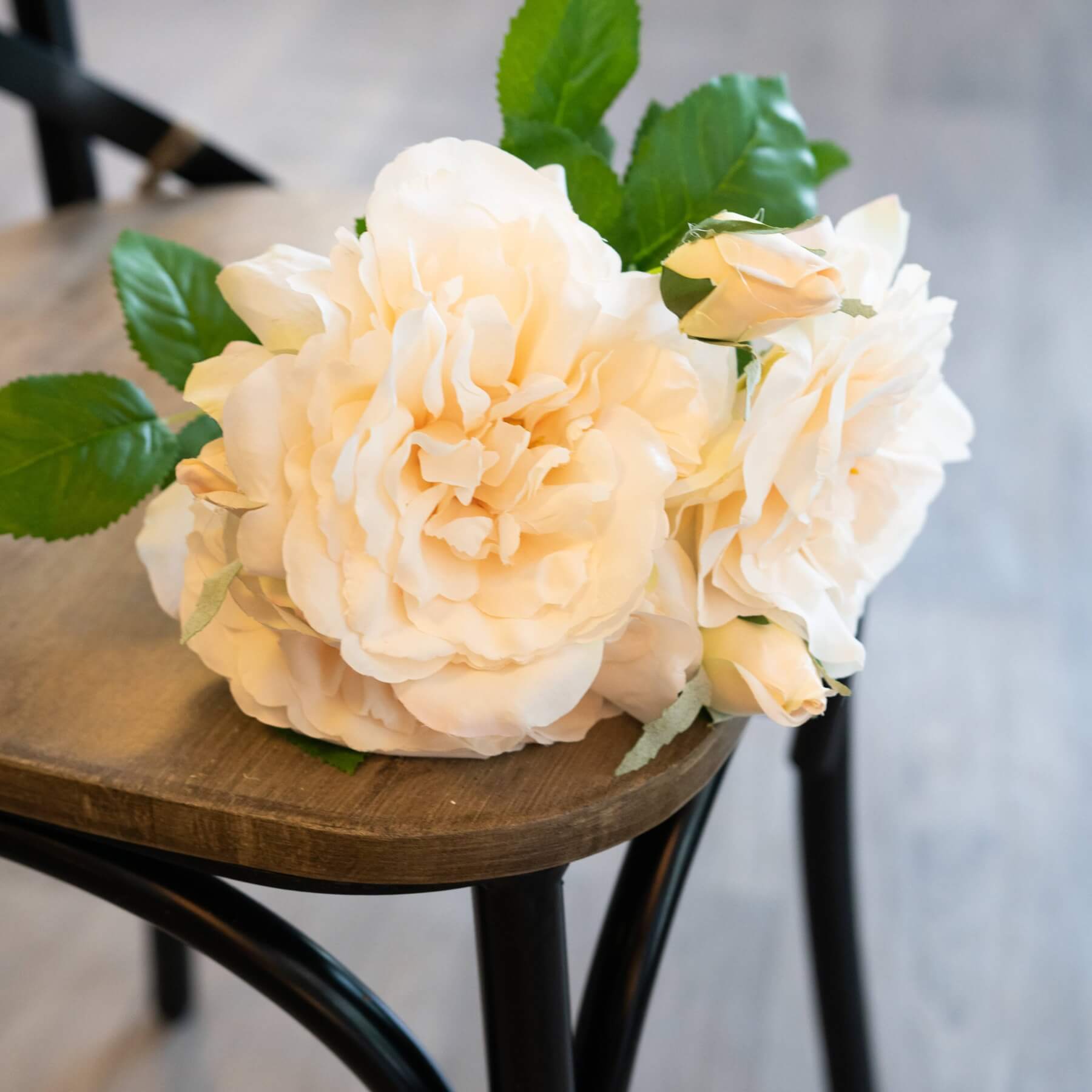 Peach and Cream Faux Rose Short Stem Bouquet