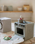 Handmade Montessori Textile Toy Stove & Storage Basket - Eco-Friendly and Imaginative Play Essential by Lorena Canals at www.brixbailey.com