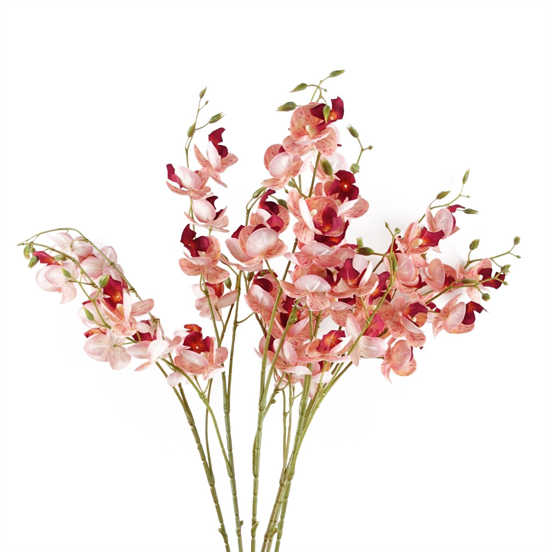 Pack of 6 x Artificial Flowers Pink Mini Orchid Stem 80cm-0