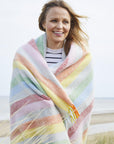 Stripe Pure New Wool Throw - Rainbow Grey