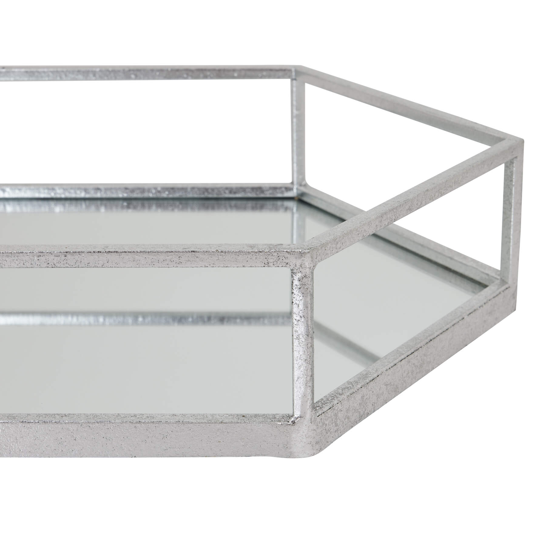 Elegant Hexagon Silver Trays - 2-Piece Set