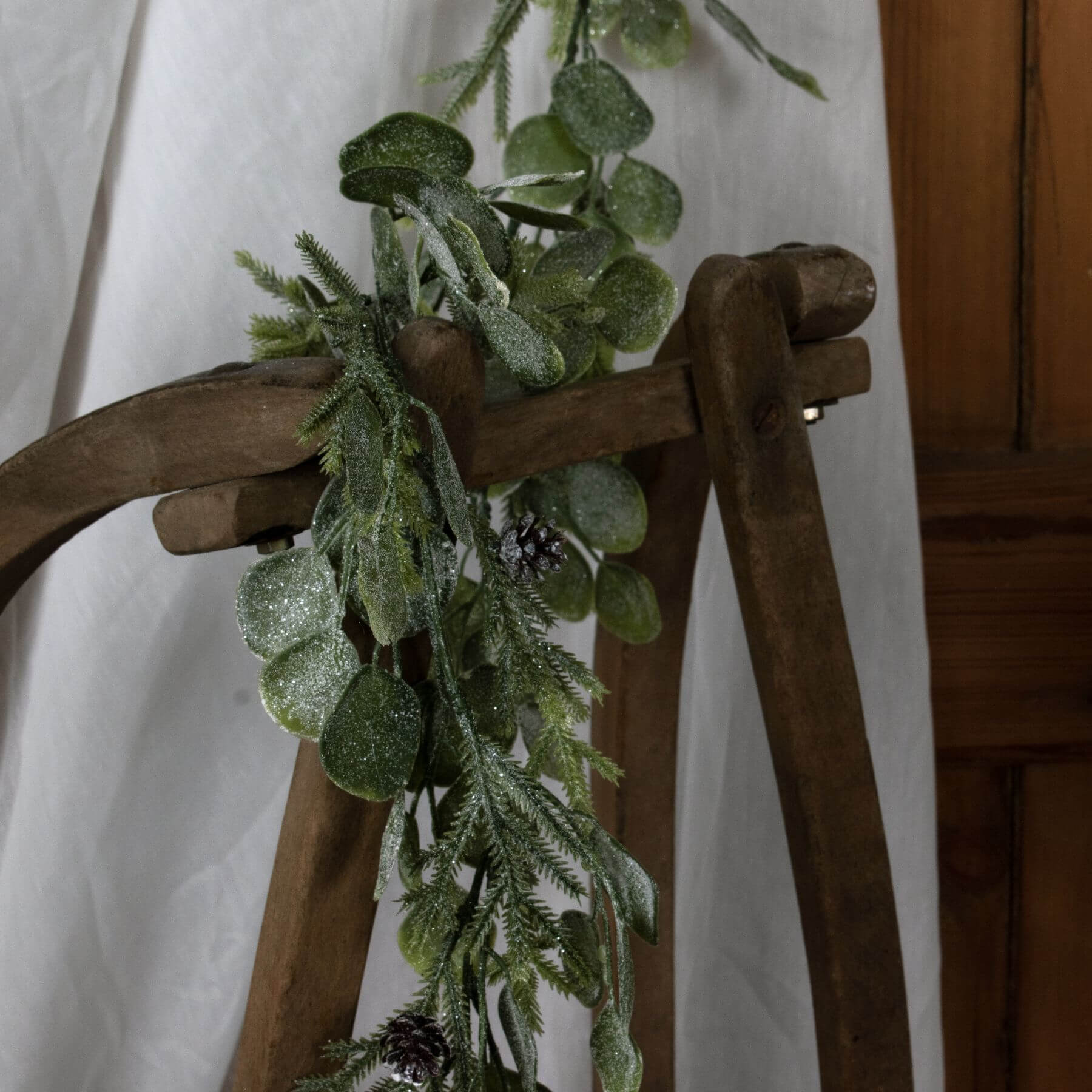 Frosted Pine and Eucalyptus Garland for Winter Decor
