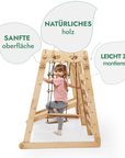 6in1 Indoor-Spielplatz aus Holz für Kinder –  Schaukel, Rutsche, Seil und Treppe-3