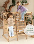 6in1 Indoor-Spielplatz aus Holz für Kinder –  Schaukel, Rutsche, Seil und Treppe-2