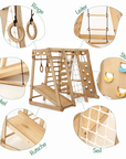 6in1 Indoor-Spielplatz aus Holz für Kinder –  Schaukel, Rutsche, Seil und Treppe-4