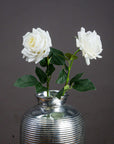 Large White Garden Rose Faux Stem