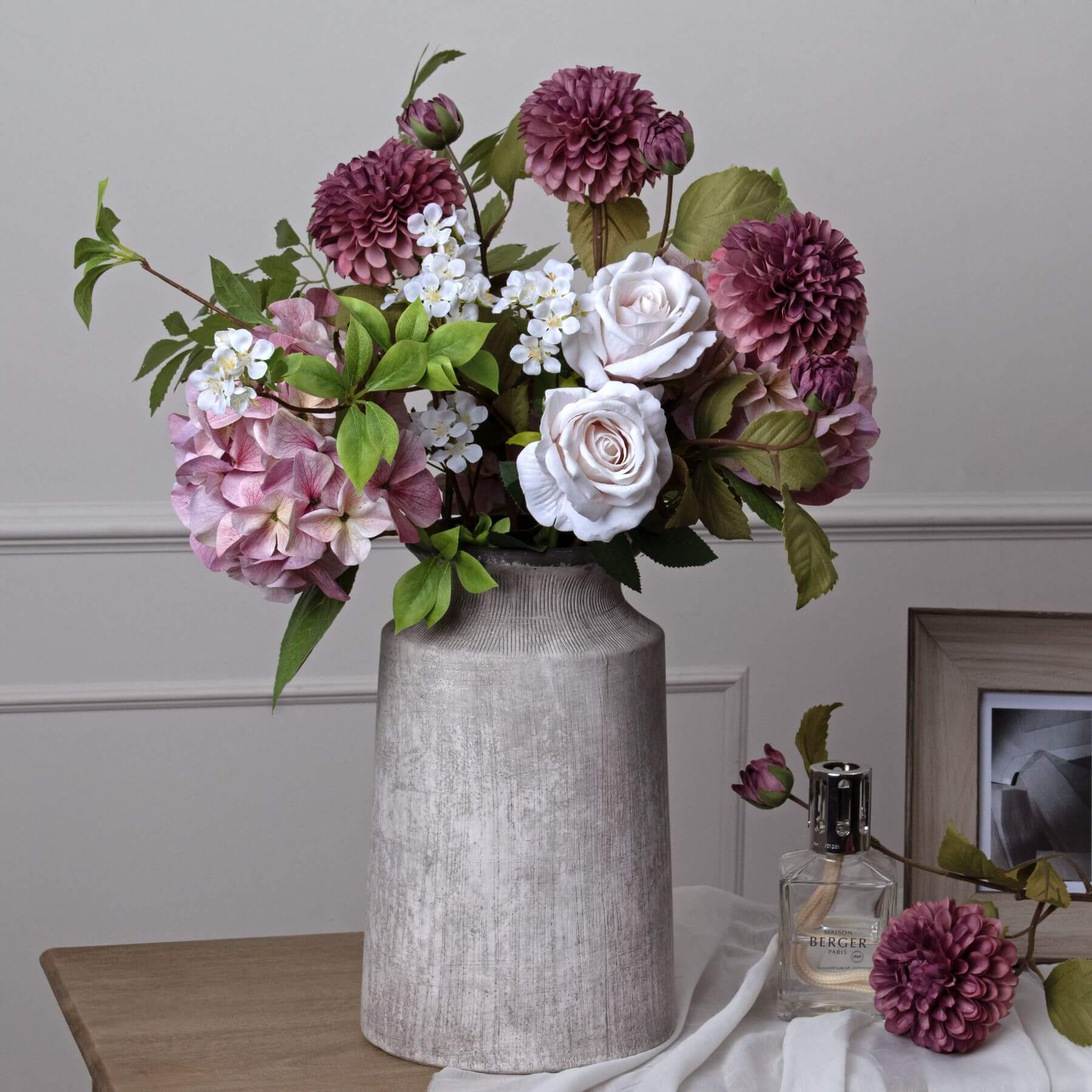 Shabby chic artificial hydrangea in soft vintage pink with lifelike petals, perfect for romantic floral arrangements. by sostter at brixbailey.com
