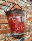 Vintage Galvanised Hanging Fire Bucket Basket / Plant Pot / Planter Pail C