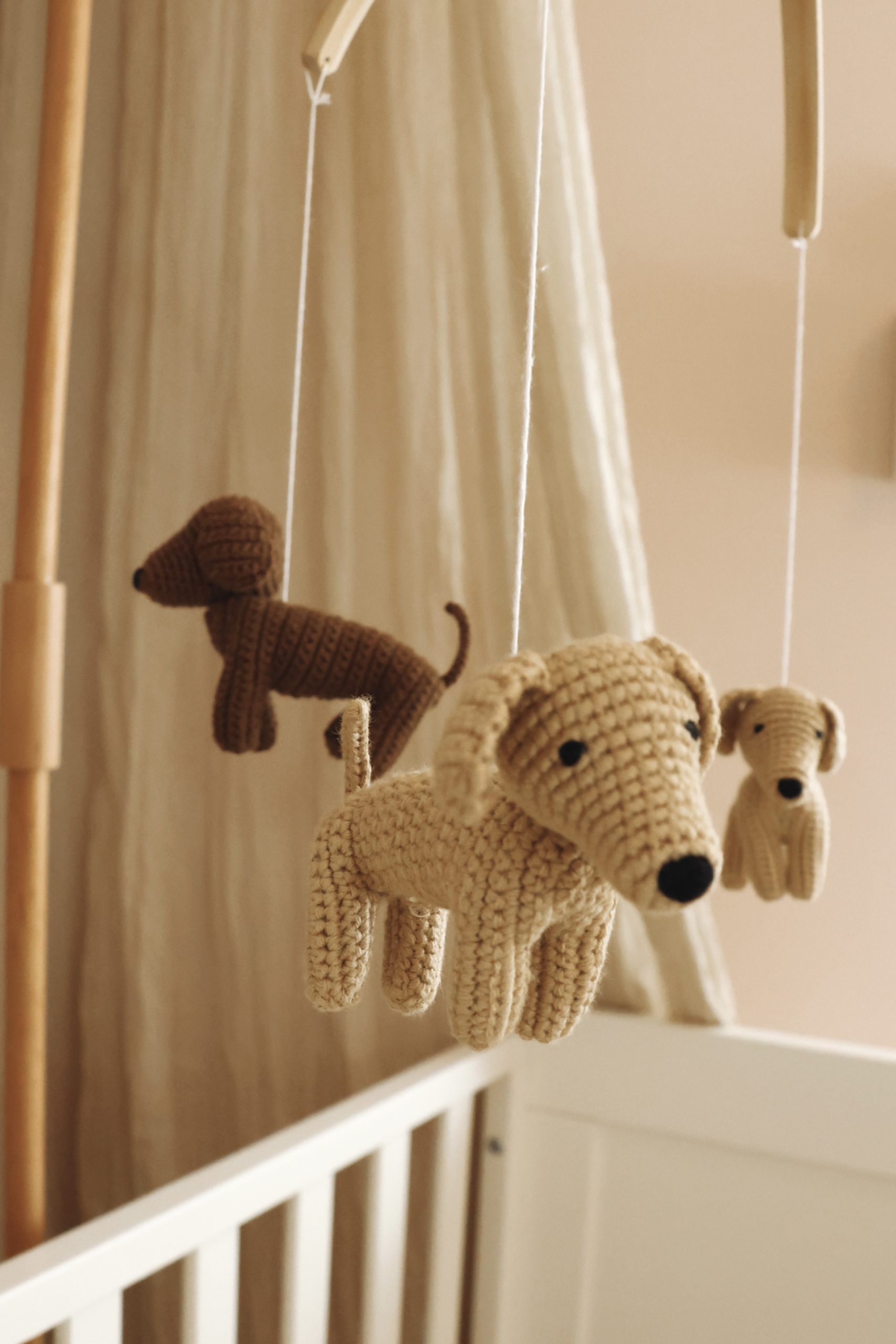 Handmade crochet dogs baby mobile-5