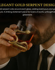 Snake Serpent Whiskey Glasses - 2 Glass Set Gold Design Unique Reptile Inspired Barware for Themed Parties Gothic Décor Snake Lover Gifts or Spooky Drinking Glasses Perfect for Cocktails and Spirits-2